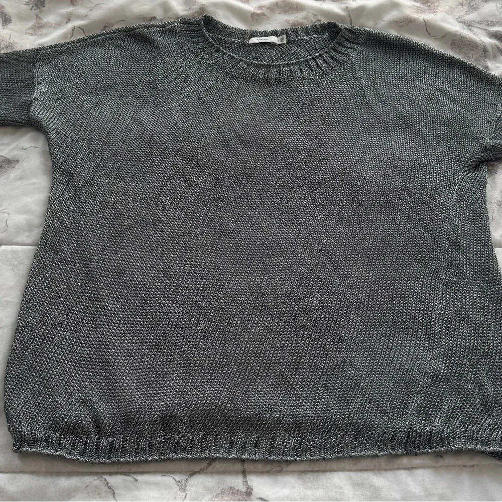 Vince Gray metallic silver Crew Neck long sleeve Sweater, size XS heavyweight